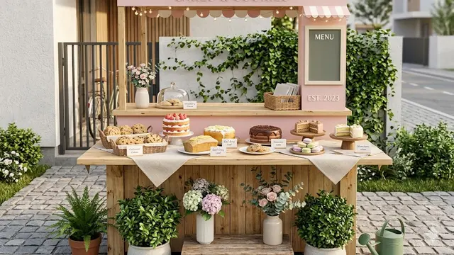 Booth Toko Kue dengan Sentuhan Warna Cerah