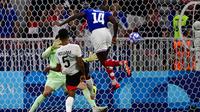 Striker Prancis, Jean-Philippe Mateta saat cetak gol ke gawang Mesir di semifinal cabor sepak bopla Olimpiade 2024. (Olivier CHASSIGNOLE / AFP)