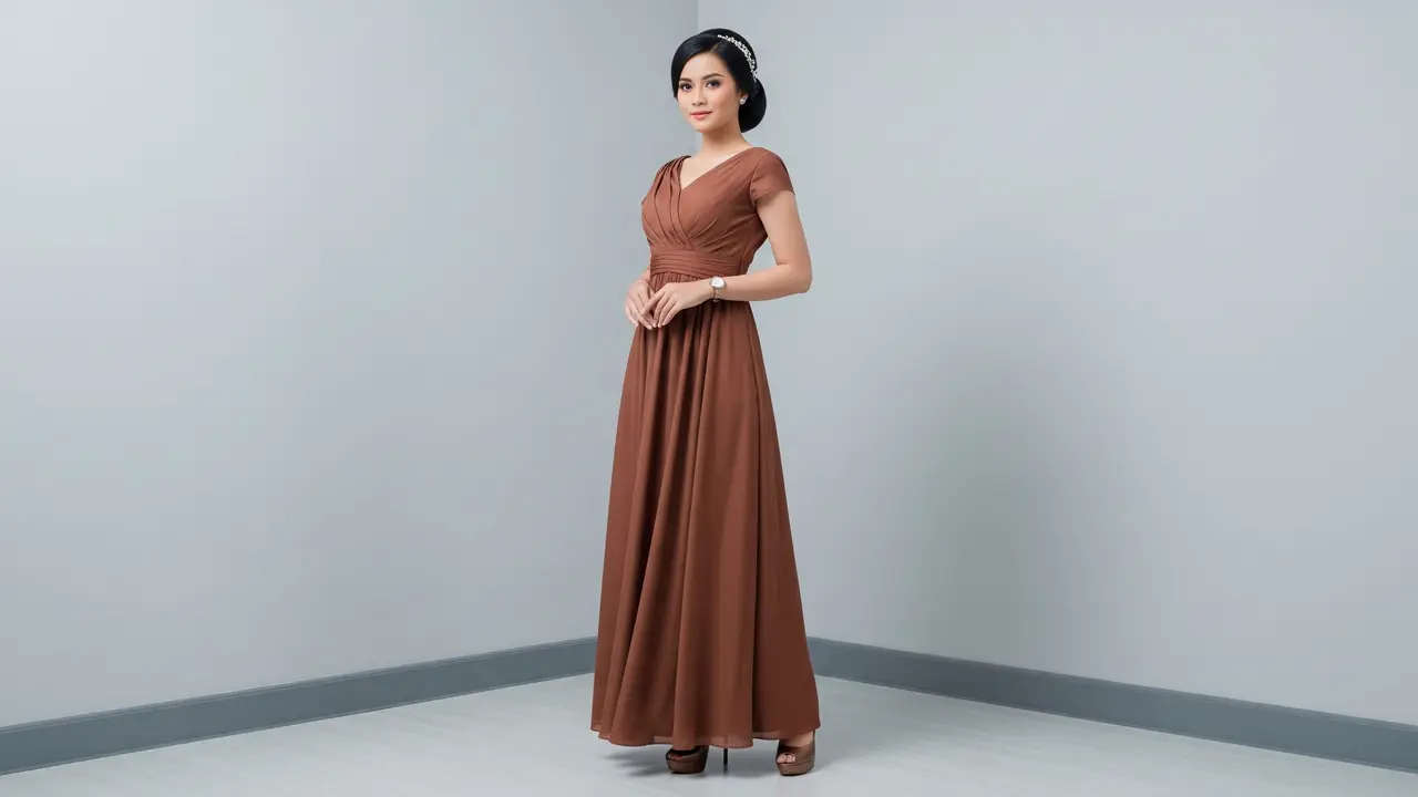 Model Baju Bridesmaid Coklat Mahogany