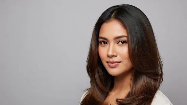Model Rambut Wanita Panjang Belah Tengah Gaya Tekstur Alami