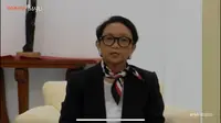 Menlu Retno ketika menyampaikan hasil KTT ASEAN virtual pada Selasa, 14 April 2020.(Foto: Youtube Sekretariat Presiden)