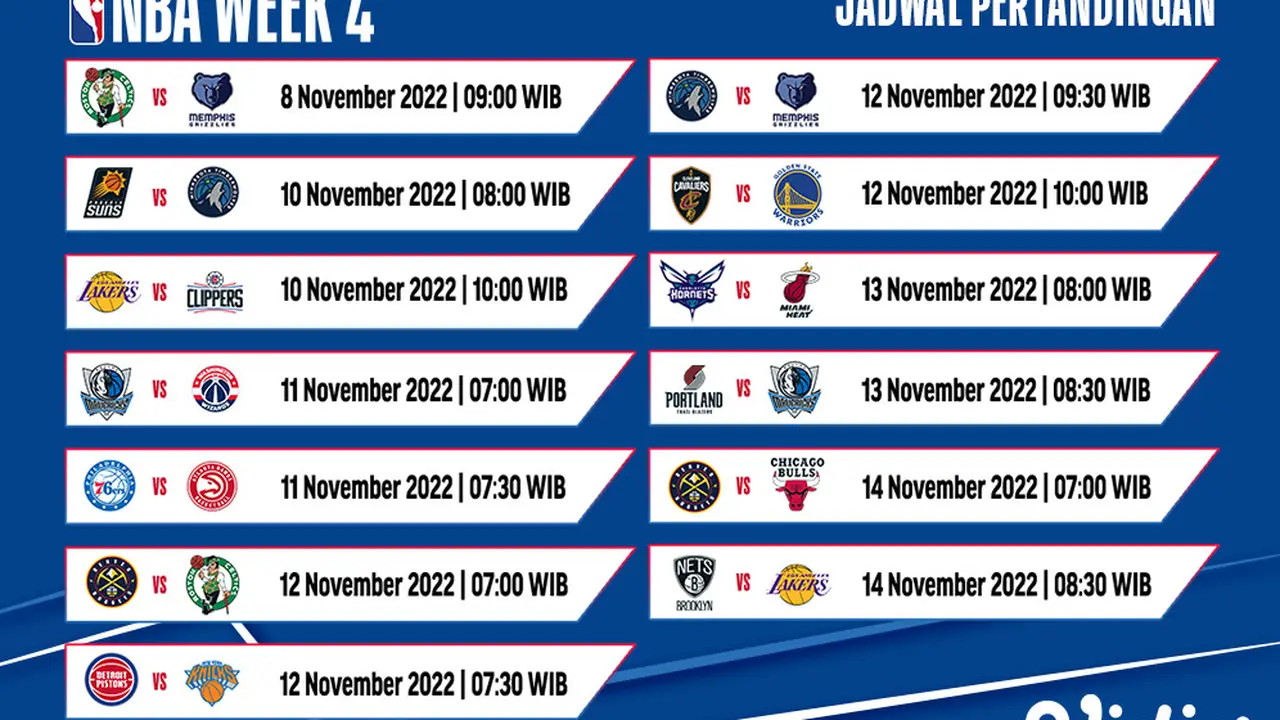 Jadwal dan Live Streaming NBA 2022/2023 Week 4 di Vidio, 8-14 November 2022