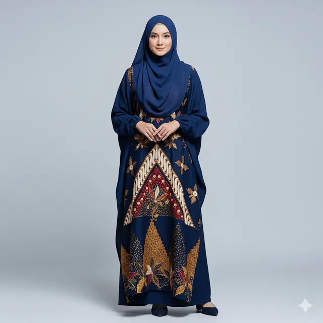 Model Dress Batik Wanita Muslim Syar’i Terbaru 2025. Gemini