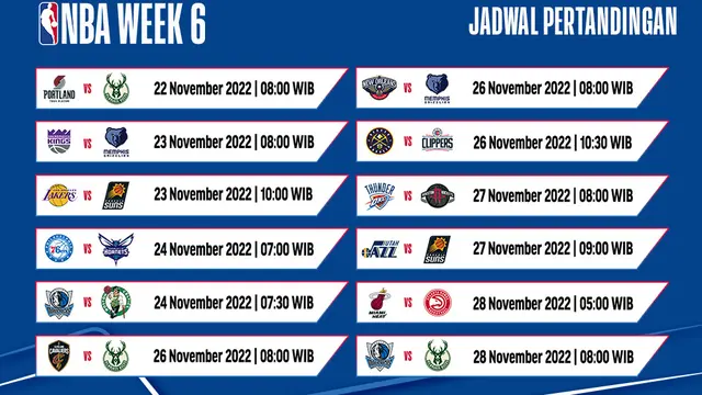 Saksikan Live Streaming NBA Week 6 di Vidio, 22-28 November 2022