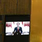 Presiden Joko Widodo atau Jokowi menyampaikan pidato secara virtual di Sidang Majelis Umum PBB, Rabu (22/9/2021). Jokowi menyampaikan, jaminan terhadap hak-hak perempuan dan kelompok minoritas harus terus ditegakkan. (Eduardo Munoz/Pool Photo via AP)