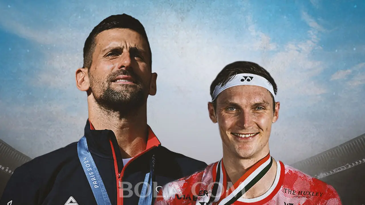 Ilustrasi - Novak Djokovic, Viktor Axelsen