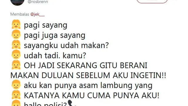 perdebatan receh kekasih (foto: twitter/@rosbrenn)