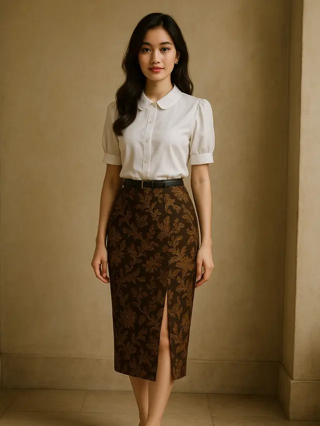 Model Padupadan Rok Span Batik Belah Samping