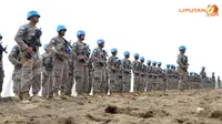 FPU Indonesia VI menjaga perdamaian dengan fungsi dan tugas kepolisian, yakni menjaga dan melindungi rakyat yang ada di Sudan (Liputan6.com/ Helmi Fithriansyah)