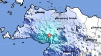Gempa Magnitudo 4,6 menggetarkan wilayah Sukabumi, Jabar, Kamis pagi (14/12/2023), pukul 06.35.12 WIB. (Liputan6.com/ Dok BMKG)