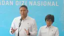 Kepala Badan Gizi Nasional (BGN) Sudaryono  didampingi Wakil Kepala Badan Gizi Nasional Agustina Arumsari  saat jumpa pers  di Kantor BGN, Jakarta, Senin (27/07/2026). (KLY/ Arie Basuki)