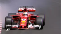 Pebalap Ferrari, Sebastian Vettel, menjadi yang tercepat pada latihan bebas kedua F1 GP Monaco, Kamis (25/5/2017). (Twitter/@F1)