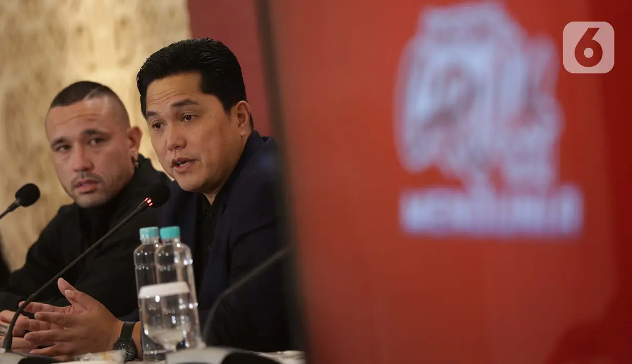 Erick Thohir berharap kedua pemain keturunan Indonesia ini bisa menjadi inspirasi untuk pesepakbola muda Tanah Air. (Liputan6.com/Helmi Fithriansyah)