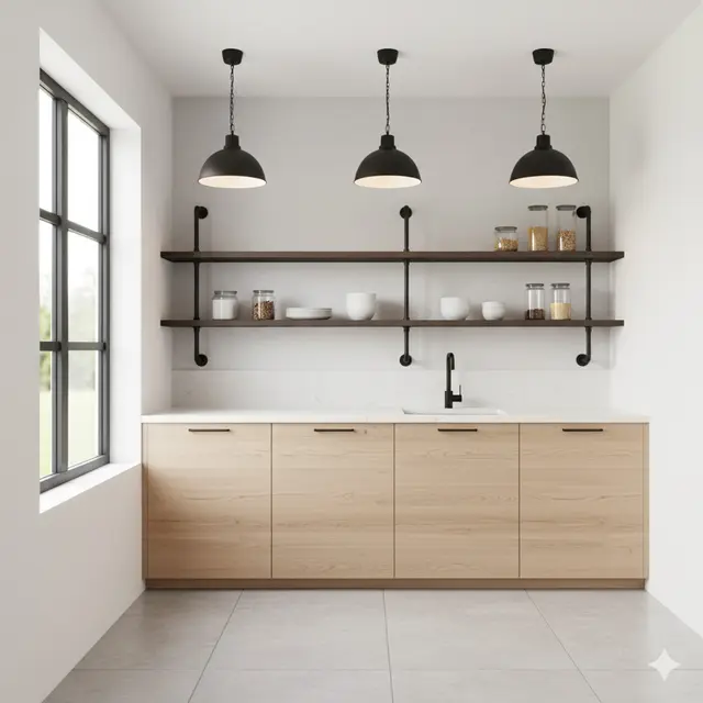 Inspirasi Dapur Industrial Hemat Biaya di Rumah Kecil. Gemini