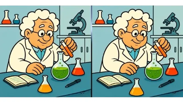 Temukan 3 Perbedaan Gambar Ilmuwan Bereksperimen Ini, Coba dalam 39 Detik