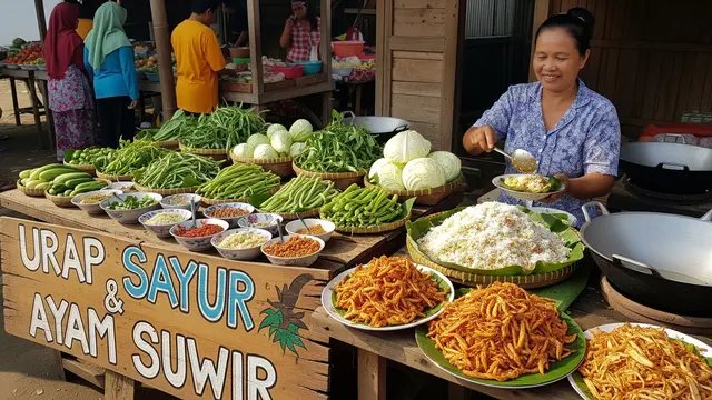 Menjual Urap Sayur Mentah dan Ayam Suwir