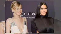 Jennifer Lawrence dan Kim Kardashian. (foto: Mirror.co.uk)