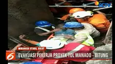 Sebagian tim dibantu para pekerja proyek kembali melanjutkan upaya evakuasi mencari dua orang pekerja yang masih tertimbun material bangunan.