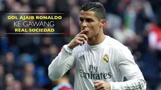 Berikut cuplikan gol-gol yang berhasil diciptakan Cristiano Ronaldo ke gawang Real Sociedad