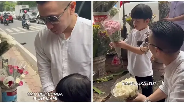 6 Momen Anggi Pratama Ziarah ke Makam Stevie Agnecya Bareng Anak, Akui Rindu