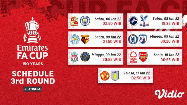 Saksikan Live Streaming Piala FA Putaran Ketiga Pekan Ini di Vidio, 8-11 Januari 2022