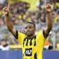 Youssoufa Moukoko menjadi pemain termuda di Piala Dunia 2022, yaitu 17 tahun. Ia terpilih masuk ke squad Timnas Jerman setelah tampil memukau bersama Borussia Dortmund. Moukoko tercatat telah mencetak 6 gol dari 22 penampilannya di semua ajang. (AFP/Ina Fassbender)