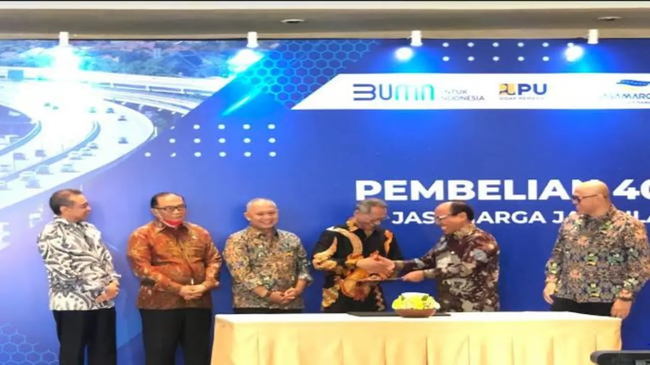Seremoni pembelian 40 persen saham Jasamarga Jalan Layang Cikampek, Rabu (21/12/2022) (Foto: Pipit I.R)