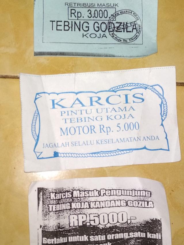Karcis Retribusi Tebing Koja