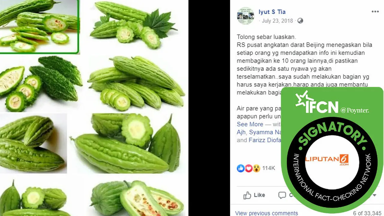 Cek Fakta - pare dicampur air panas bisa sembuhkan kanker?