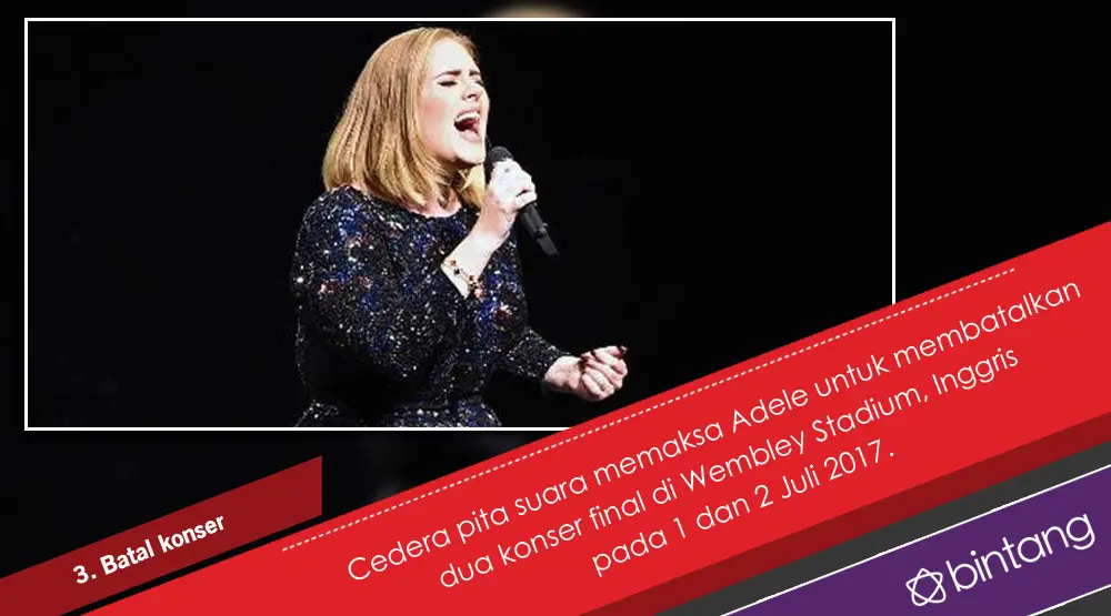 Cedera Pita Suara, Adele Batalkan Dua Konser Besar. (Foto: AFP/Bintang.com, Desain: Nurman Abdul Hakim/Bintang.com)