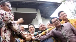 Wakapolri Badrodin Haiti menggelar konferensi pers usai didatangi Komisi III DPR RI, Jakarta, Rabu (15/4/2015). (Liputan6.com/Helmi Afandi)