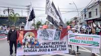 Santri Peduli Palestina saat menggelar aksi dalam di Kota Gorontalo (Arfandi Ibrahim/Liputan6.com)