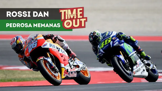 VIDEO: Terlibat Insiden MotoGP Aragon, Rossi-Pedrosa Memanas