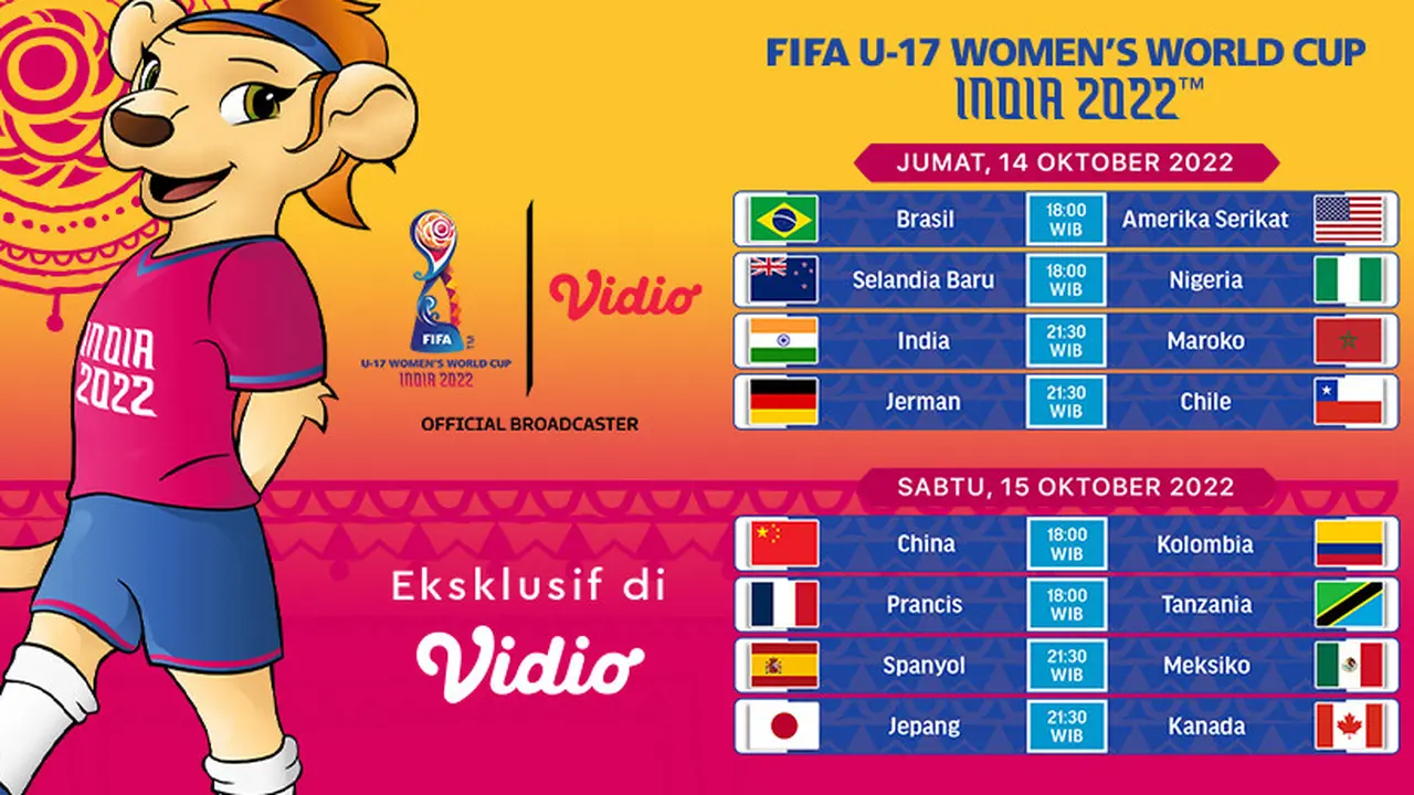 Link Live Streaming Piala Dunia Wanita U-17 di Vidio dari 14 sampai Hingga 15 Oktober : Banyak Keseruan