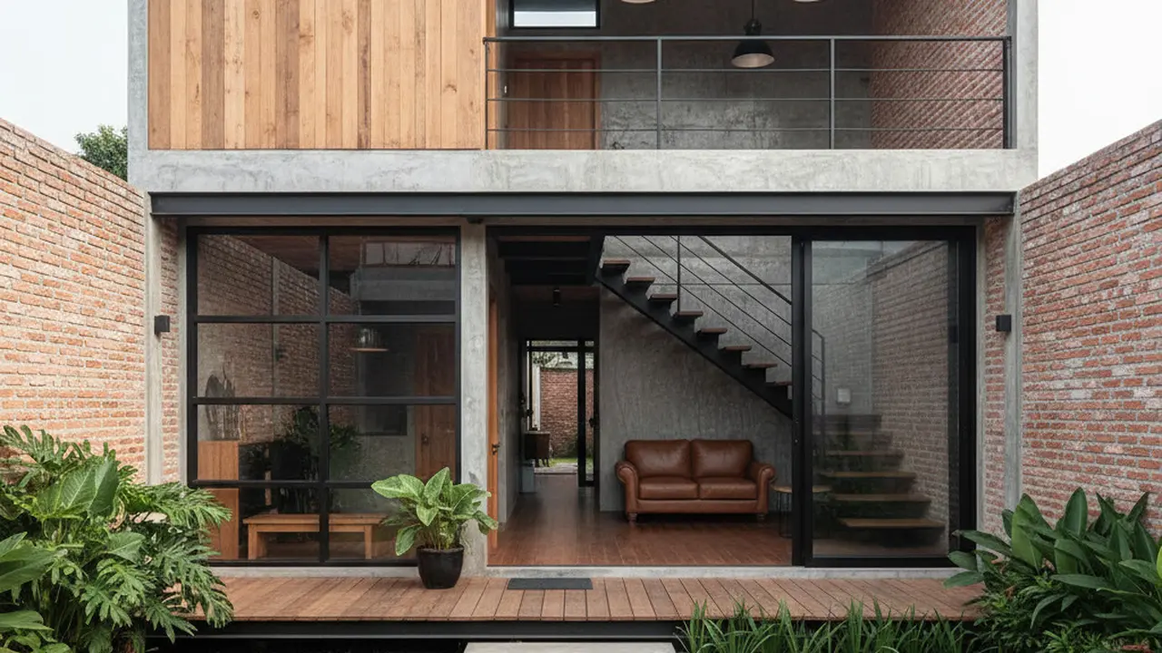 Desain Rumah Gaya Modern dengan Mezzanine Elegan. Gemini