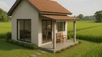 7 Desain Rumah Sederhana di Pinggir Sawah Tapi Terlihat Indah, Adem dan Estetik (sumber:AI)