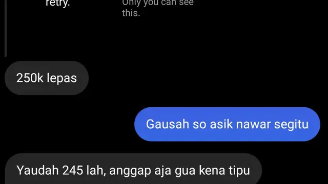 Chat Pembeli Nawar Harga Sadis ke Penjual, Bikin Ikut Kesal. (Sumber: Twitter/thepan_316)