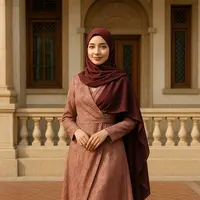 Rekomendasi Model Gamis Brokat Selendang Bahu (created by AI)