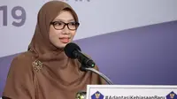 Tim Pakar Gugus Tugas Percepatan Penanganan COVID-19 Dewi Nur Aisyah mengumumkan 188 kabupaten/kota risiko rendah COVID-19 dalam konferensi pers di Graha BNPB, Jakarta, Kamis (25/6/2020). (Dok Badan Nasional Penanggulangan Bencana/BNPB)