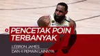 Berita motion grafis 5 pencetak poin terbanyak sepanjang babak playoff NBA musim ini. LeBron James berada di nomor 2.