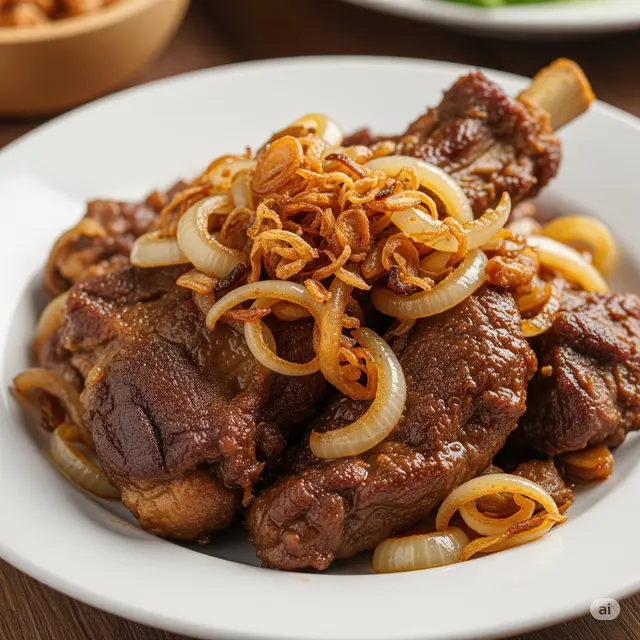 Daging Kambing Goreng Bawang