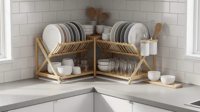 Model Rak Piring dari Kayu Estetik