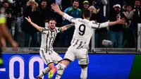 Federico Gatti menjadi satu-satunya pencetak gol dalam laga antara Juventus kontra Sporting Lisbon pada leg pertama perempat final Liga Europa, Jumat (14/4/2023) dini hari WIB. (AFP/Marco Bertorello)