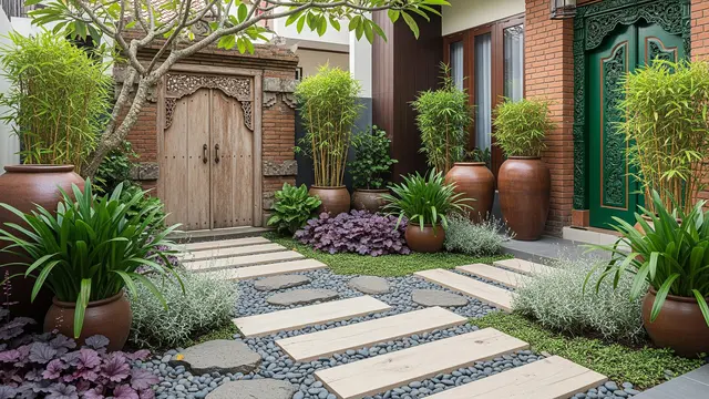 Desain Kebun Depan Rumah Tanpa Rumput