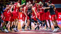 Selebrasi pemain Lebanon usai meraih tiket ke final FIBA Asia Cup 2022 (Dok FIBA Asia)