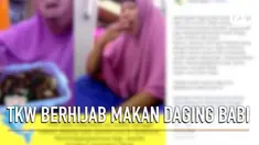 Video seorang TKW berhijab asal Indonesia sedang memakan daging babi.