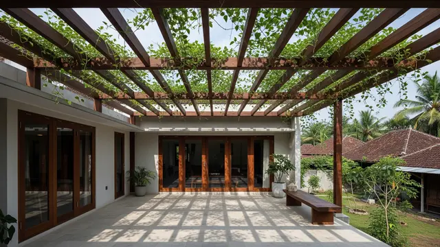 Model Kanopi Teras dari Rangka Kayu