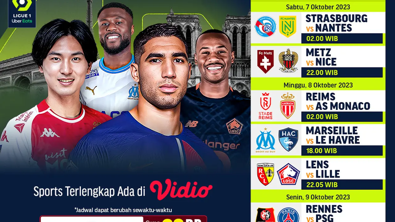 Live Streaming dan Jadwal Ligue 1 2023/2024: Machweek 8 di Vidio