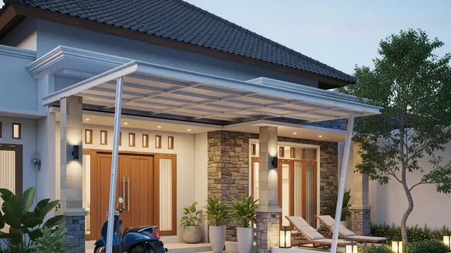 Kanopi Minimalis Tanpa Tiang (Cantilever) (Gemini AI)