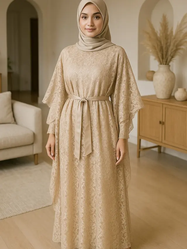 7 Model Kaftan Brokat Modern, Biar Kamu Bisa Tetap Syari Tapi Stylish
